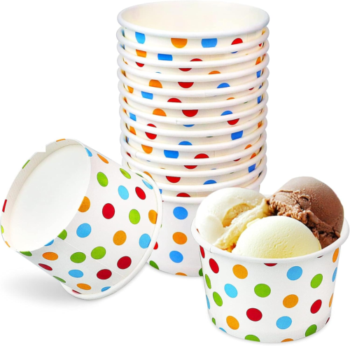 50 Pcs 9Oz Paper Ice Cream Cups, Disposable Dessert Bowls for Hot or Cold Food,