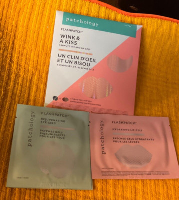 Patchology Flashpatch Wink & A Kiss 5 Minute Eye and Lip Gels 2 eye gels 1 lip