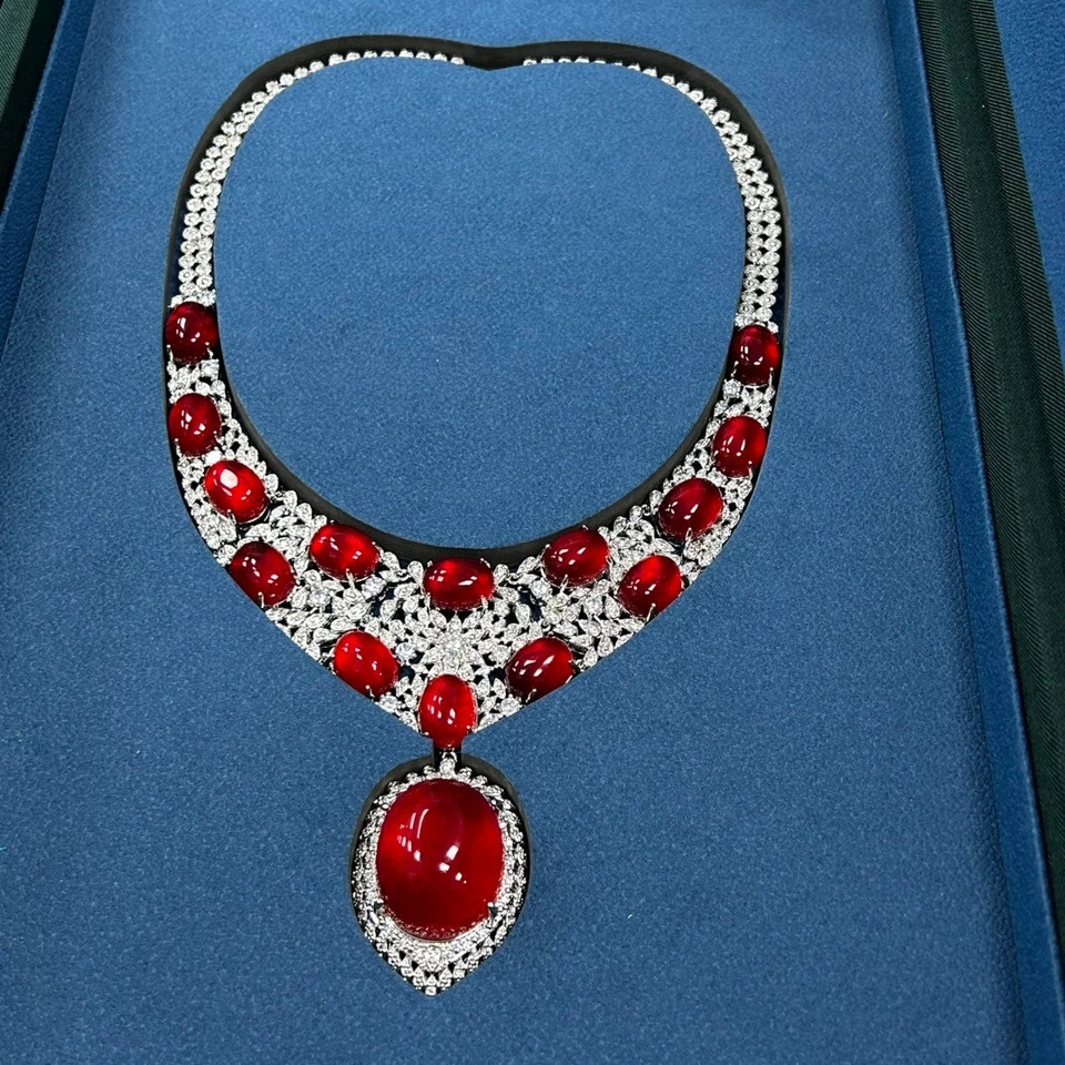 Настоящий натуральный лед Мьянма красный бисер нефрит жадеит ожерелья кулоны - Изображение 3 из 4