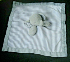 Circo Gray White Stripe Elephant Infant Security Blanket Satin Trim