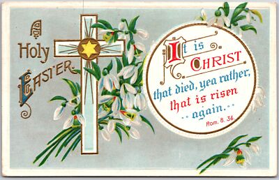 Holy Easter, Greetings, Christ Died and Risen Again, Cross, Holiday, Postcard