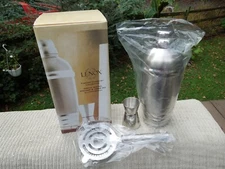 NIB Lenox Tuscany Classics Stainless Martini Shaker, Strainer, Jigger Shaker Set