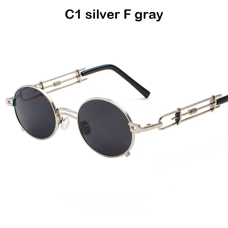 Vintage Steampunk Round Sunglasses UV400 Gothic Punk Gold  display picture 2