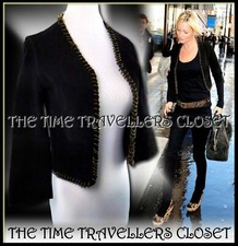 Topshop Kate Moss Rare Cropped Black Suede Leather Metal Ring Jacket Uk 14 42 10