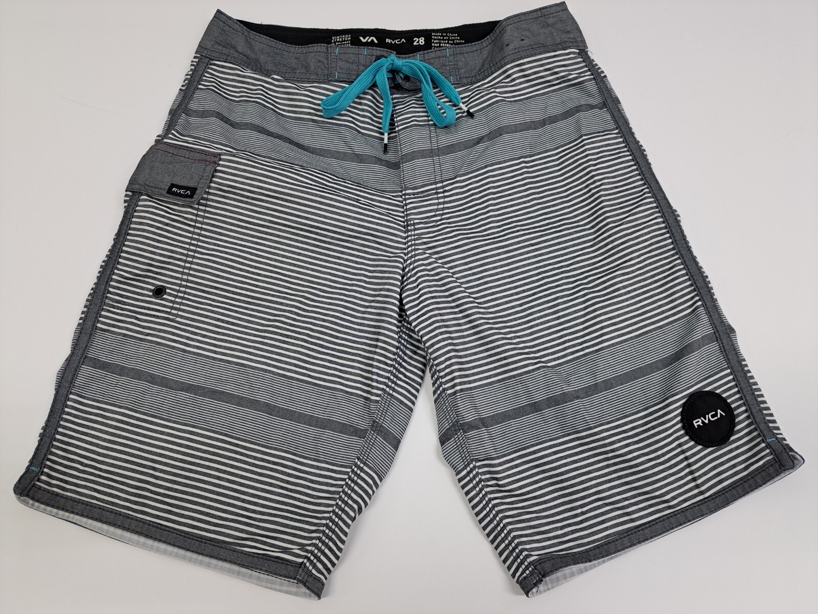 RVCA VA Vintage Stretch Grey Surf Board Shorts Size 28 #2809