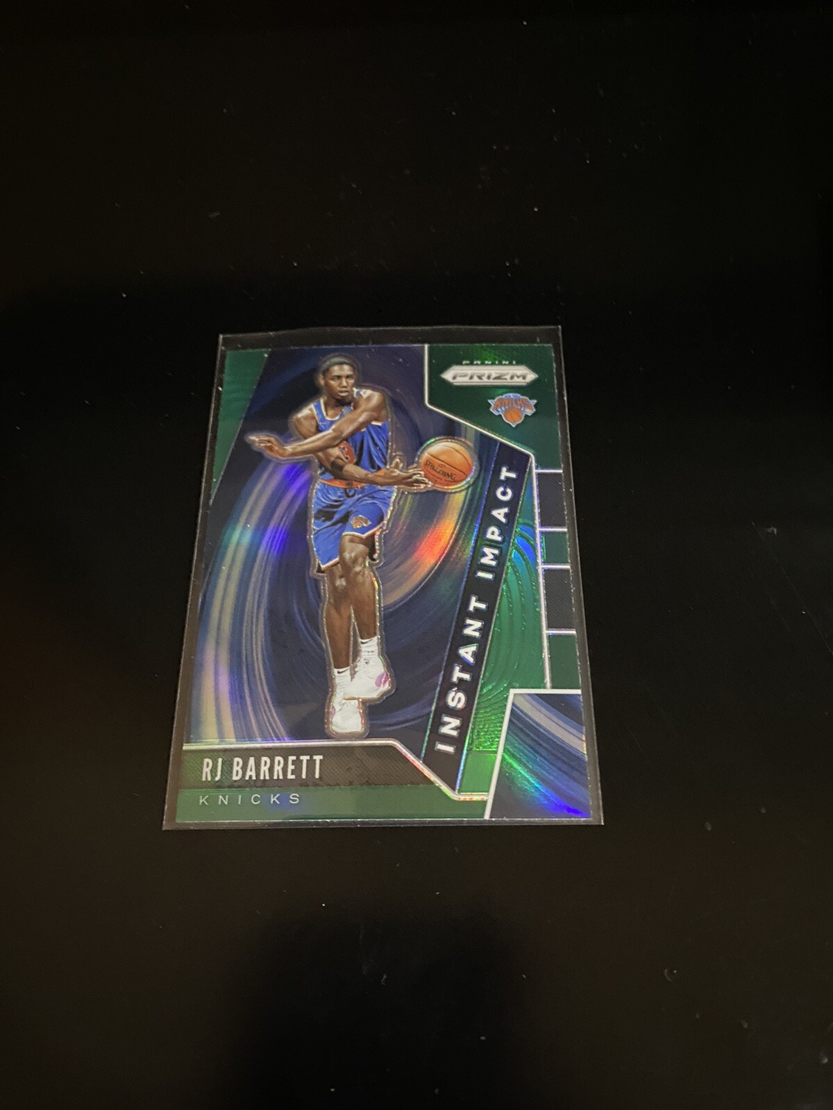 2019-20 Prizm RJ Barrett Instant Impact Green Prizm Rookie Card RC #22 Knicks
