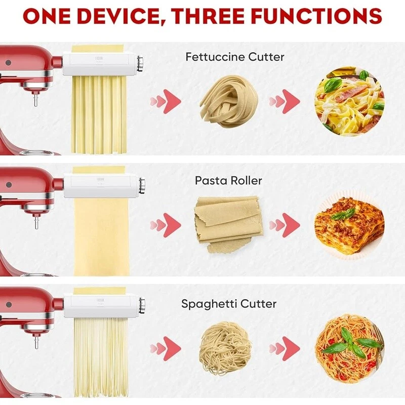 Pasta Attachment Set Kitchenaid Stand Mixer 3 in 1 Pasta Roller Cutter New - Image 3 of 4