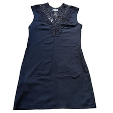 Piazza Italia Black Guipure Lace Cutout Neckline Shift Dress in Medium *bnwt*