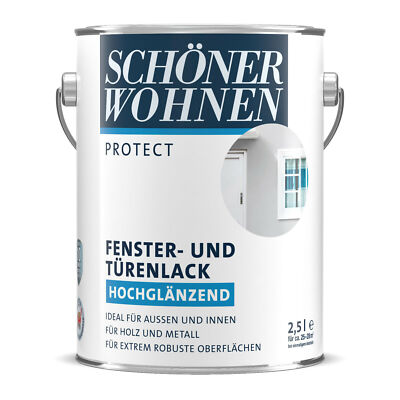 Schöner Wohnen Protect Fenster- und Türenlack hochglänzend weiß 2,5 L