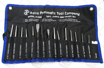 Astro Pneumatic 1600 - 16 Piece Punch and Chisel Set - CR-V Alloy