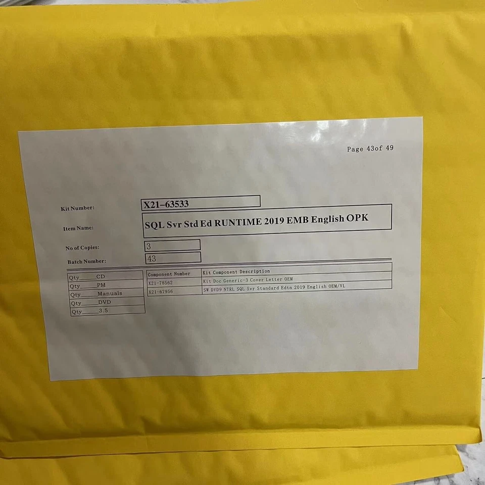 Paquete de licencia SQL Microsoft Server 2019 estándar de 24 núcleos + 25 CALs venta al por menor NUEVO PAQUETE Foto 2 de 2