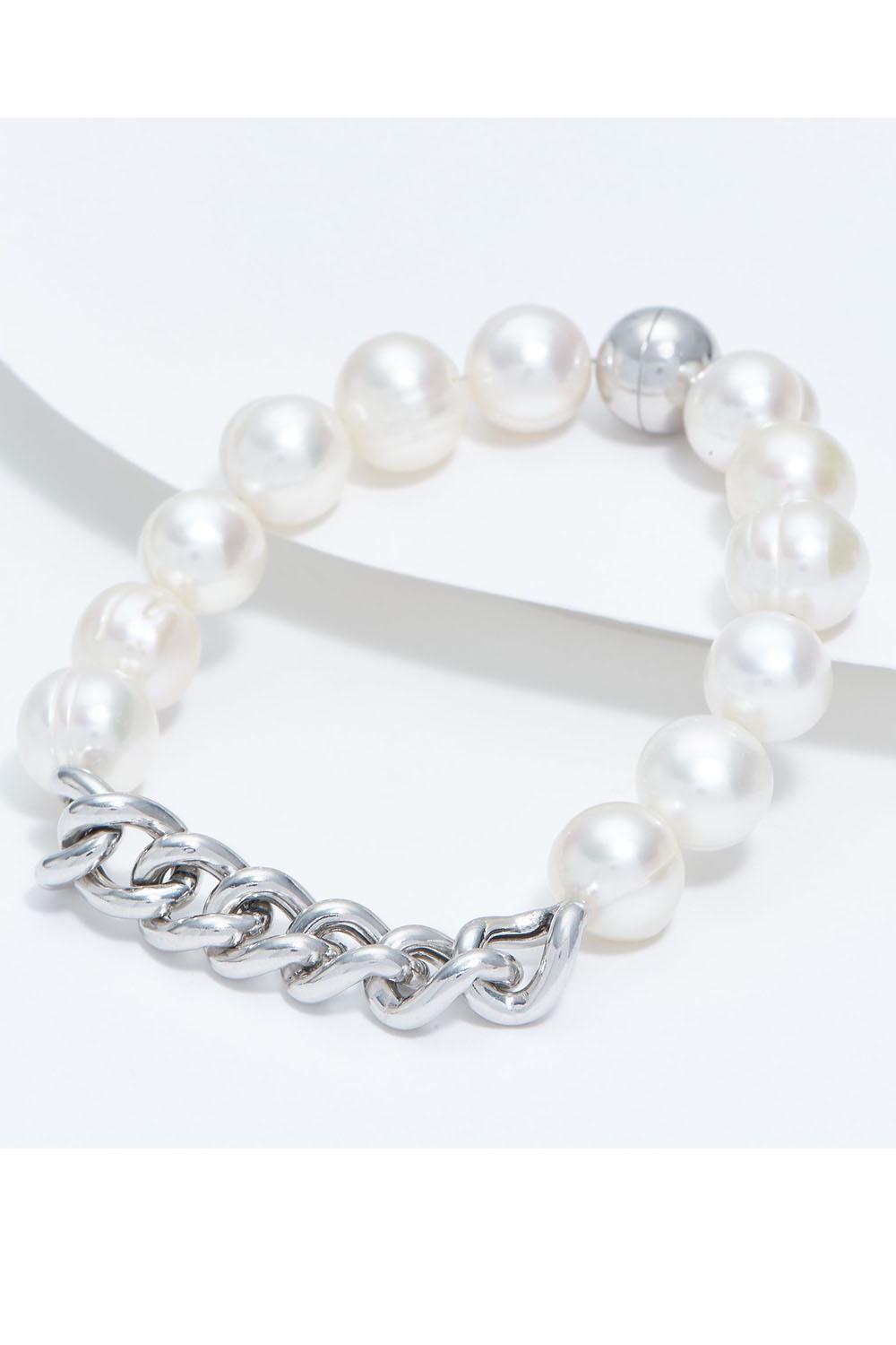 Браслет из культивированного жемчуга Affinity Curb Link с наполнителем из стерлингового серебра