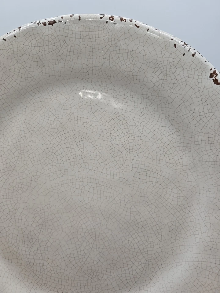 Set Of 4 IL Mulino Dinner Plates Rustic Crackle Ivory 100% Melamine  11" - Imagem 4 de 4