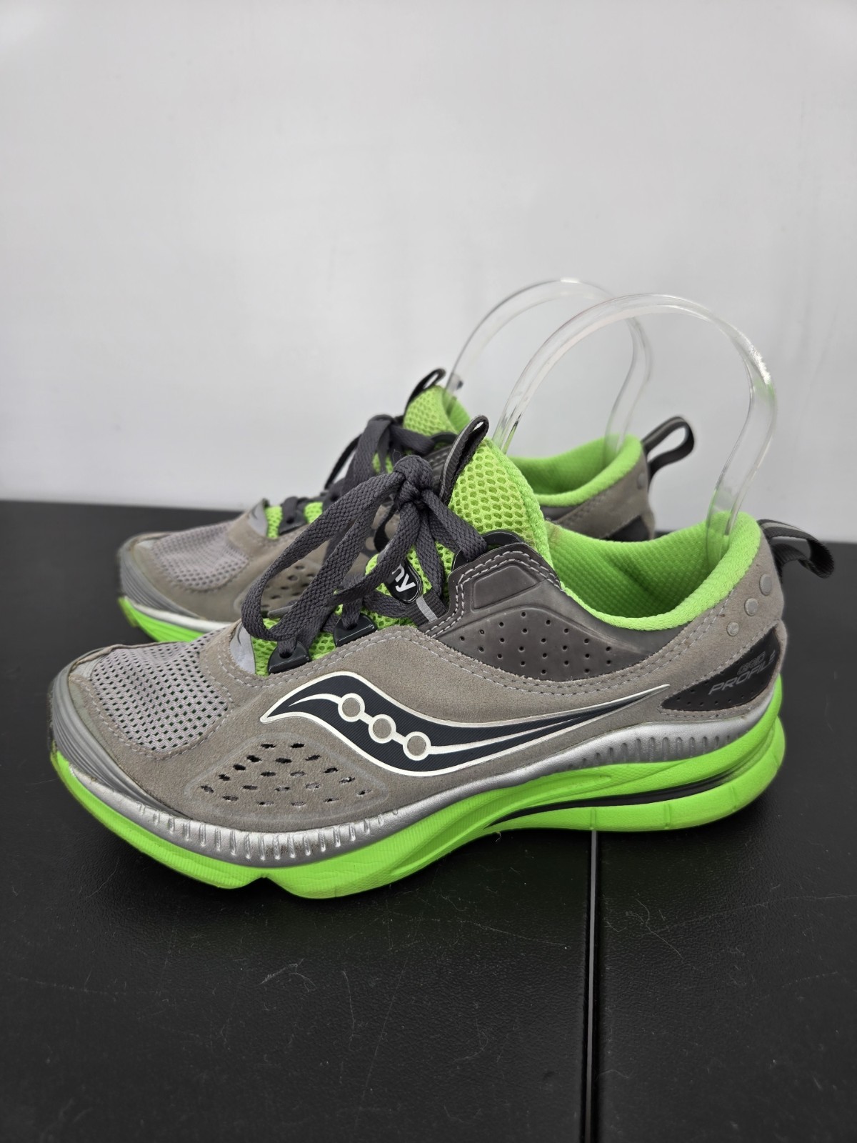 Saucony Womens 6 Grid Profile Running Shoes Sneakers Gray Bright Green Lace Up