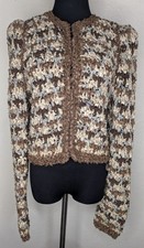Vintage 1991 Estelle Gracer Fiber Handmade Ragg Woven Cardigan Sweater Sz S