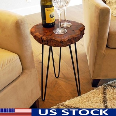 Unique Shape Date Tree End Table Rustic Live Edge Side Table Plant Stand New