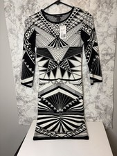 Forever 21 Medium/Geometric/Tribal Knit/Fitted/Stretch/Bodycon/Black/White/Bold