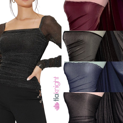 Schimmernder gold/silber Polyester/Polyamid 4 Wege Stretch Kleiderstoff, Tia Knight