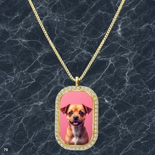 Amazing Cute Dog Puppy Pendant Necklace Photo Design Fashionable Gold Tone Cool