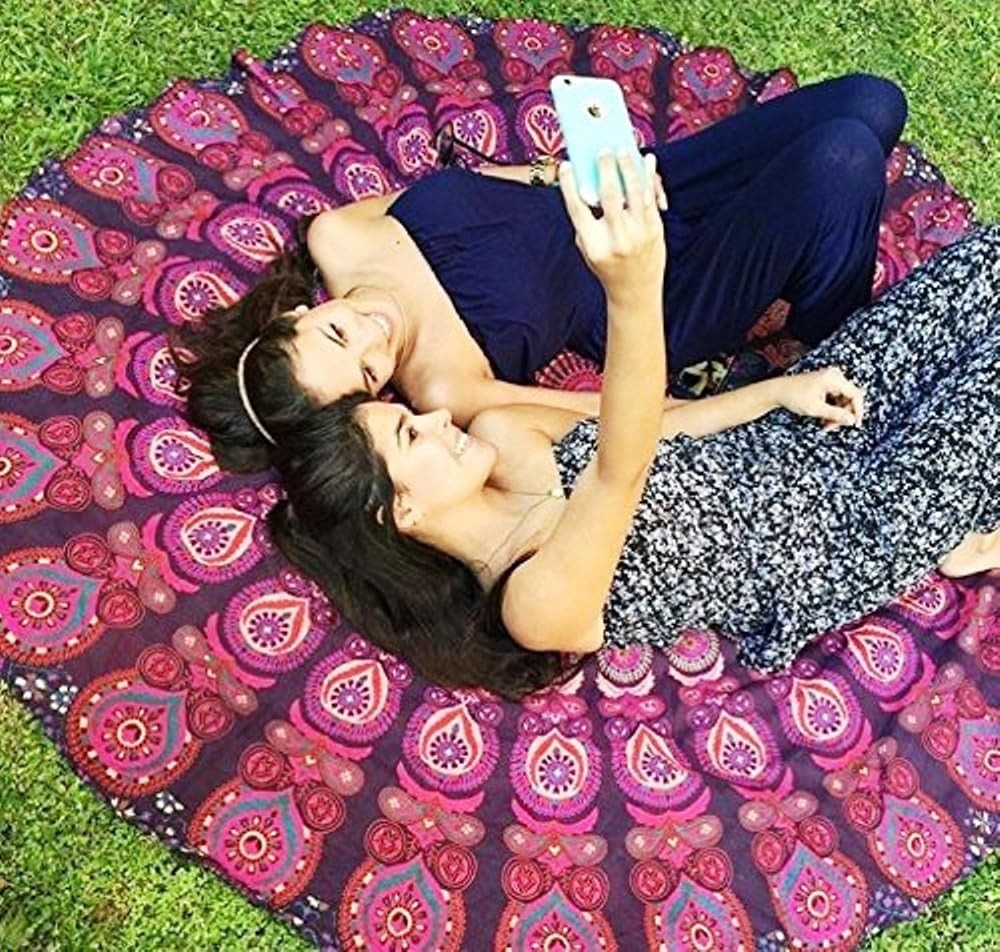 raajsee Purple Round Beach Tapestry Hippie/Boho Blanket Mandala/Indian... 
