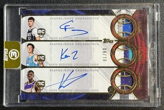 COOPER FLAGG KON KNUEPPEL 2025 26 TOPPS 3 TRIPLE ROOKIE PATCH AUTO GOLD RPA 8/10