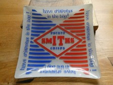 1960s Smiths crisps advertising, glass snacks dish, retro kitchen diner