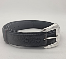 Full Grain Leather Belt 52 Silver Western Buckle Hidden Money Zipper Pocket