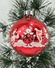 De colección Rojo Brillante Brite Ángel Coro Cuerno Arpa Cantante Vidrio Adorno de Navidad
