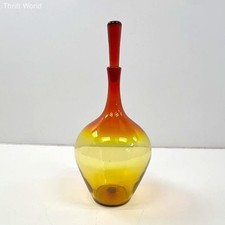 Blenko Joel Myers 6631 Tangerine Glass Decanter 21 Inch 1969 Art Glass Vintage