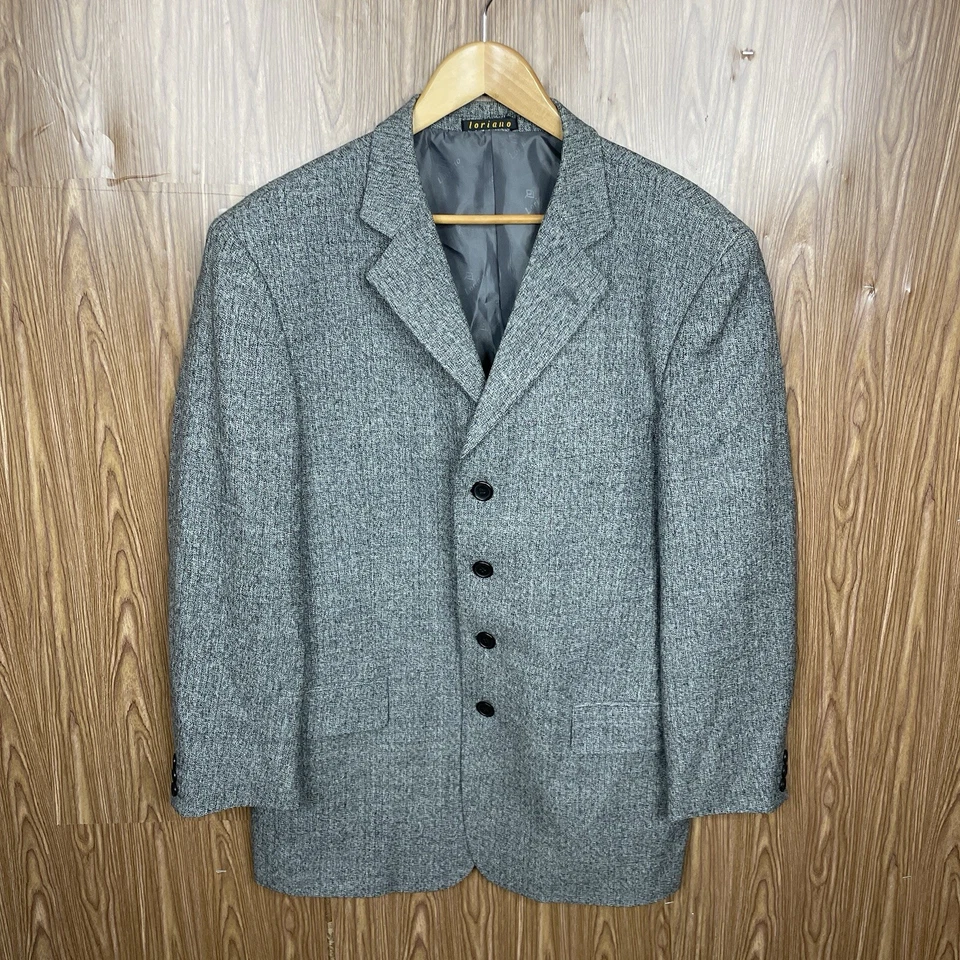 Traje Loriano 2 Piezas Hombre 42R 34x29 Gris Multicolor Lino Lana Cuatro Botones Foto 2 de 4