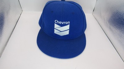 Vintage Chevron Blue Mesh Trucker Snapback Hat Speedway Oil Gas Cap USA