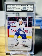 2025-26 Upper Deck S2 Easton Cowan Young Guns Rookie GMG Classificato 10 Gemme Ottime Condizioni #462