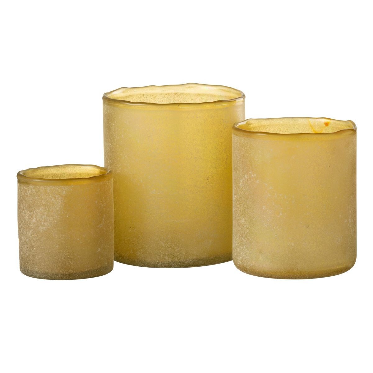 Photophores en verre jaune 15cm Ruby lot de 3 bougeoir design de salon