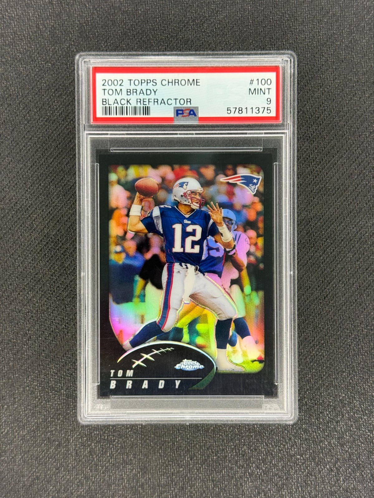 TOM BRADY 2002 Topps Chrome #100 Black Refractor /599 PSA 9 Patriots SP