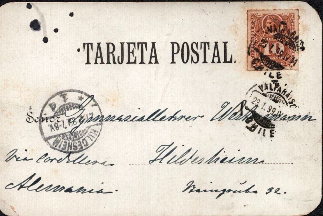 1899 Chile Cover Postcard Valparaiso to Germany - Teatro Municipal