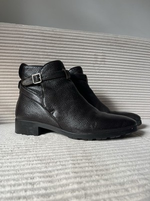 BALLY Dayana Lederstiefel Schuhe Boots 39 1/2 Schwarz Mit Schnalle Silber