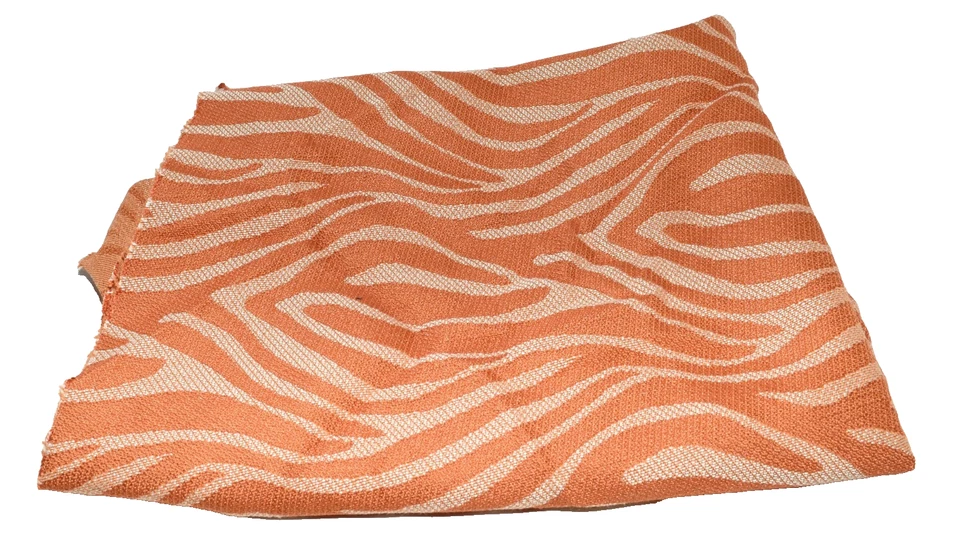 Vintage Orange Curved Stripes Upholstery Fabric 16x31 + 38" Long Triangle Fabric - Image 2 of 3