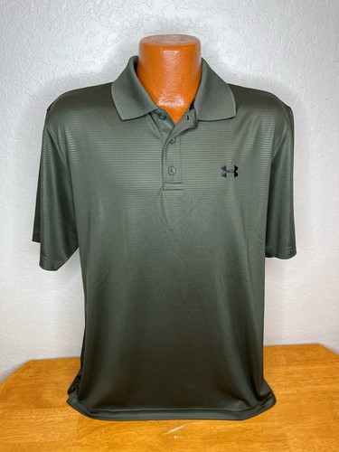Herren Under Armour Loose Heat Gear S/S Polo Golf Shirt Grün | Große L | Poly
