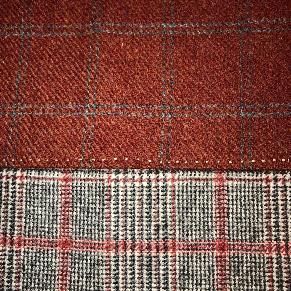 Nueva funda de almohada grande de lana naranja oscuro negra crema Glen a cuadros Merino Aust Foto 3 de 4