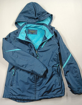 HB Sport Harve Benard Jacket Women s Sz M Blue Lined Windbreaker Rain Coat Hood