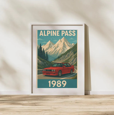 BMW E30 M3   Alpine Pass 1989 | Retro Car Poster | Classic Motorsport Wall Art
