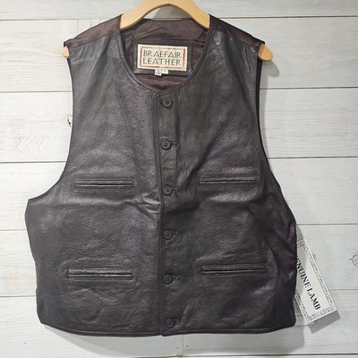 NWT Vintage Braefair Dark Brown Genuine Lamb Leather Vest Men s Size L...