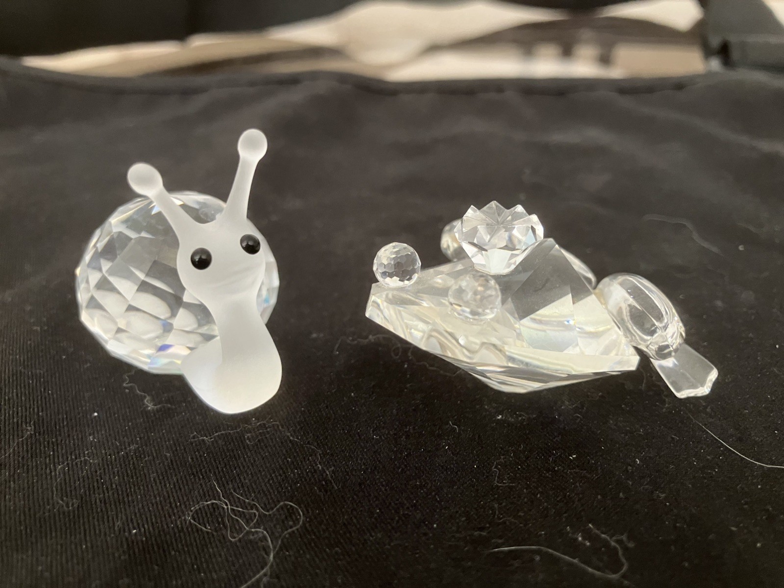 Vintage Retired SWAROVSKI Snail & Frog Prince-Silver Crystal Collection Figurine