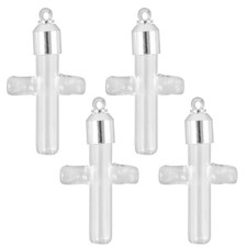 4Pcs Transparent Glass Vial Necklaces Small Bottles for DIY and Storage