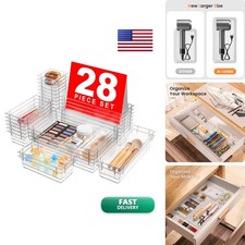 Drawer Organizer 5-Size Holds 177 Items Clear Makeup Bathroom Vanity Desk