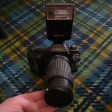 Canon T50 35mm Film Camera with 299T Flash 75-200mm Zoom Lens