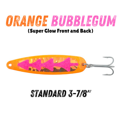 Super Glow Orange Bubblegum Trolling Spoon for Fishing - SALMON TROUT WALLEYE