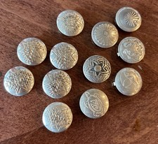 Vintage Button Covers, Mixed Patterns, Silver Tone, Set Of 12 Southwest