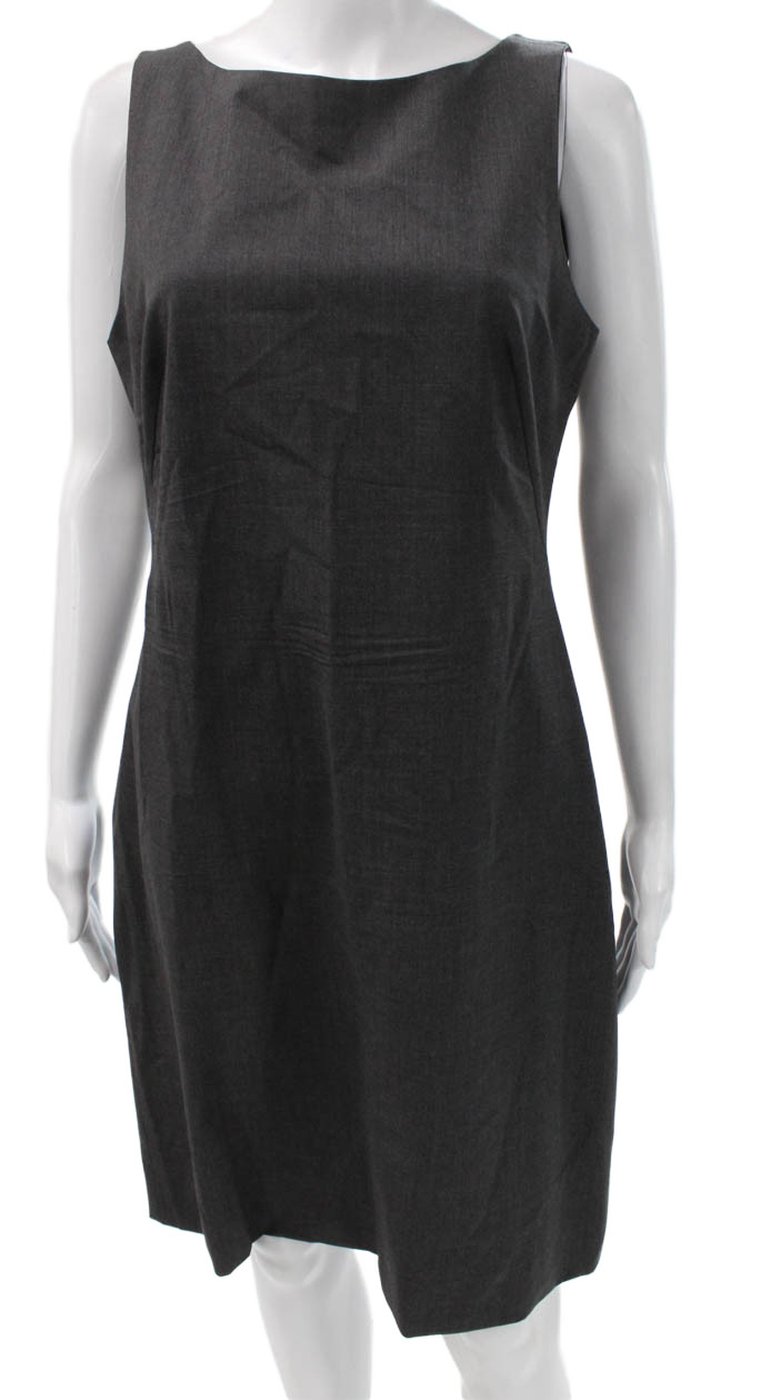 Theory Women Sheath Dress Gray Wool Blend Boat Neck Sleeveless Size 10Free Shipping in US $100+ Orders | $6.95 Orders Below