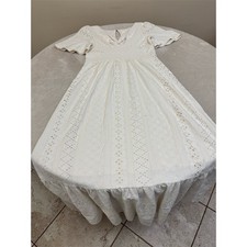 Maeve Anthropologie Dress Womens Small Ivory Eyelet Maxi V-Neck Flutter
